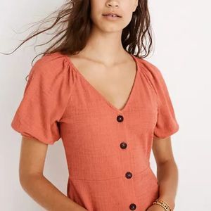 Madewell Texture & Thread Puff-Sleeve Dress Size Large